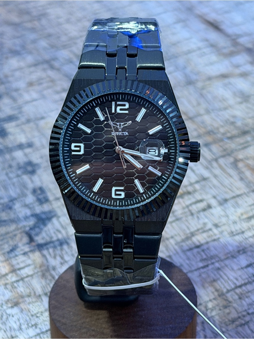 NEW Invicta Specialty Men’s All-Black Honeycomb Dial Stainless Steel Watch NIB
